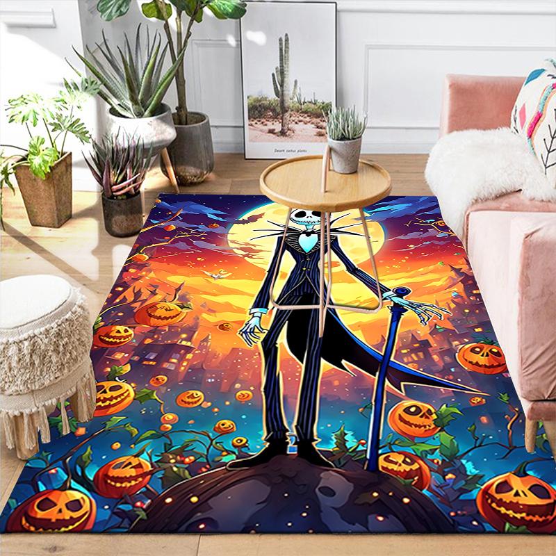1Pc Nightmare Before Christmas Printed Flannel Rug Soft Non Slip Carpet for Bedroom Living Room Office Floor Outdoor Home Decor Xmas Gift H1478