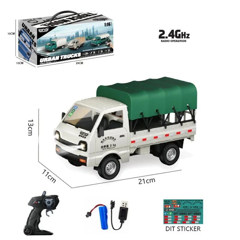 1/16 Remote Control Van Truck 2.4G 5CH Mini RC Car Children Toys Radion Controlled Ice Cream Trucks Transport Cars with Lights