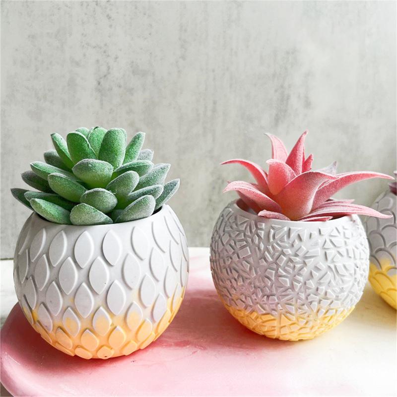 8x6.6cm Round Fish Scale Flowerpot Mold Diy Handmade Vase Plaster Craft Silicone Molds Household Decor Gypsum Drop Glue Mould