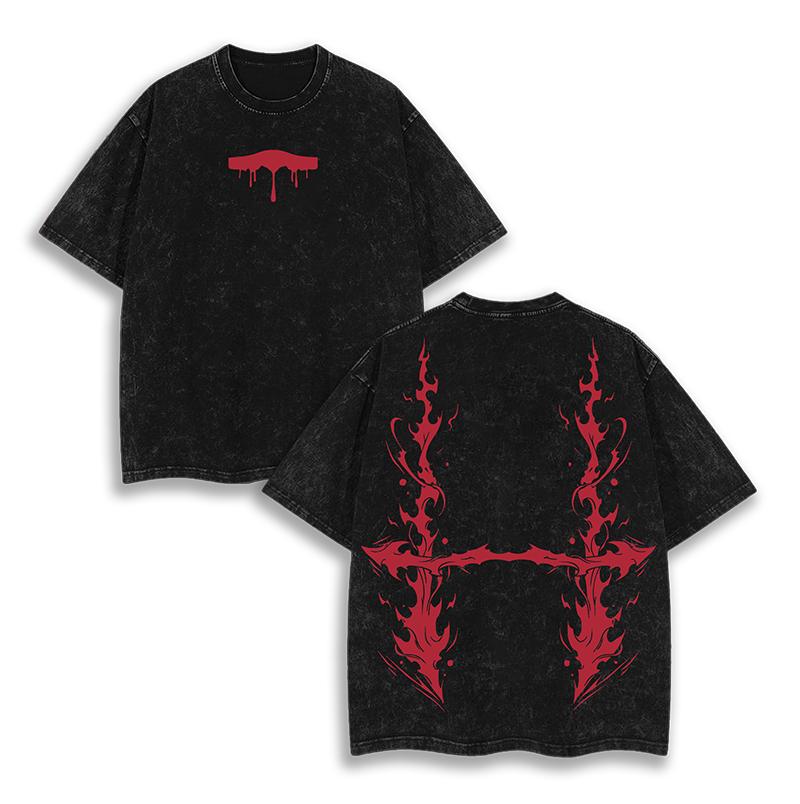 Japanese Anime Jujutsu Kaisen Print T-shirt Men Women Oversized Washed Streetwear Cotton High Quality Street Harajuku Clothing