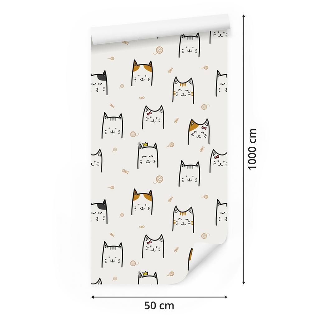 Cheerful kittens wallpaper for living room and bedroom 50x1000