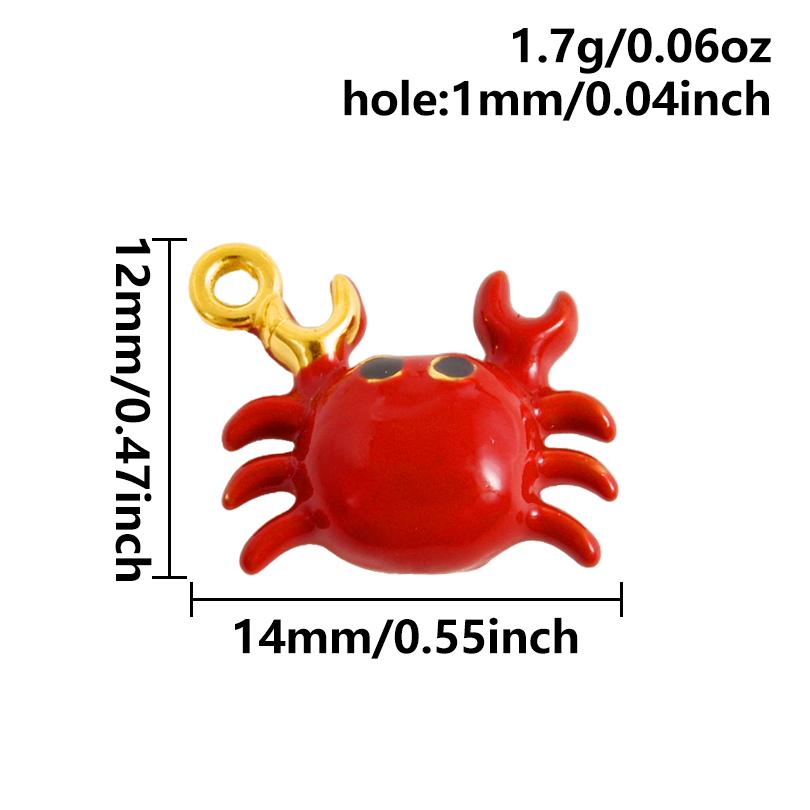2 Stück Roter Hummer Krebs Koralle Echtsilber Vergoldet Edelstahl Emaille Anhänger Für Schmuckherstellung Zubehör DIY Strand Halsketten Anhänger