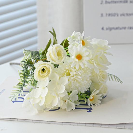 1/5/6Pcs Artificial Rose Bouquet 7 Fork Fake Silk Flower with Green Leaves Home Wedding Party Table Centerpiece Indoor Outdoor Faux Bloom Decoration