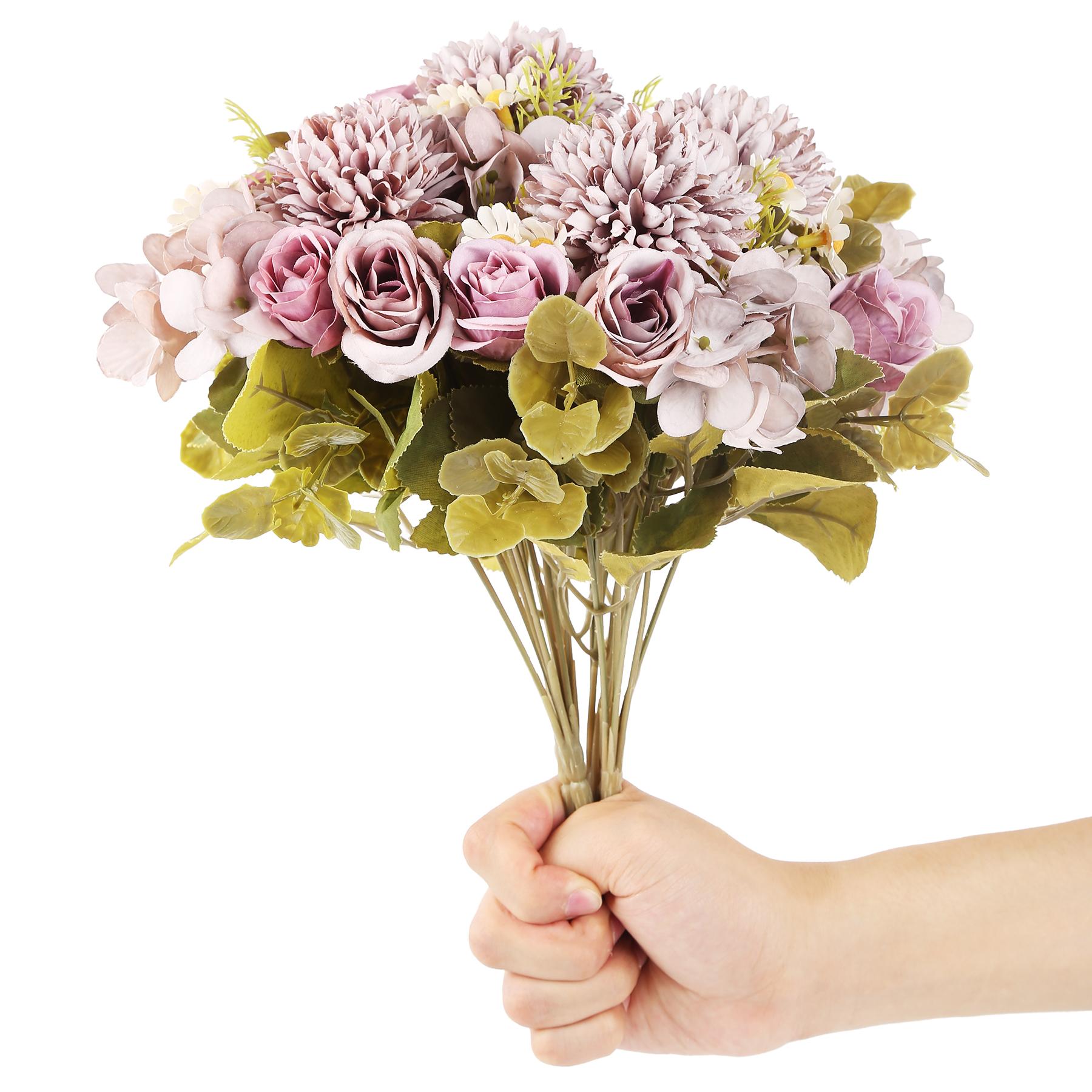 

4 шт. поддельные гортензии розы искусственный шелковый букет ромашек осенние украшения для кухни, дома, сада, стола, центральные детали, декор фиолетовый