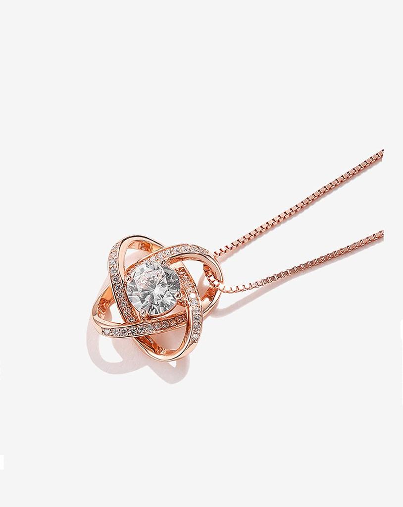 Rockyu Women's Necklace - Popular Brand - Pink Gold, Zirconia, Large Diamond, Windmill, Planet Pendant - Beautiful Sterling Silver 925 Necklace - New