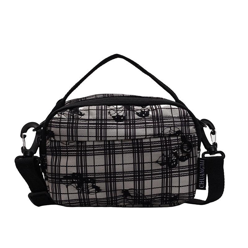 Spring new broken flower canvas bag fashionable versatile small square bag high-end trend shoulder messenger bag