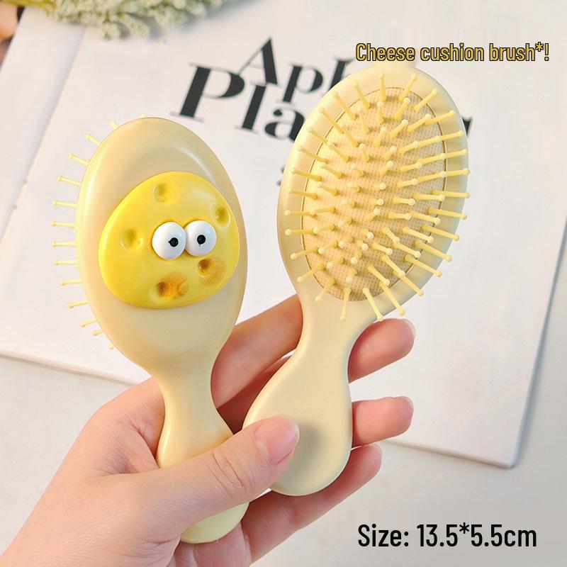 

Girlish Foldable Mirror Brush: Cute, Portable Cushion Comb with Fluffy Massage Feature