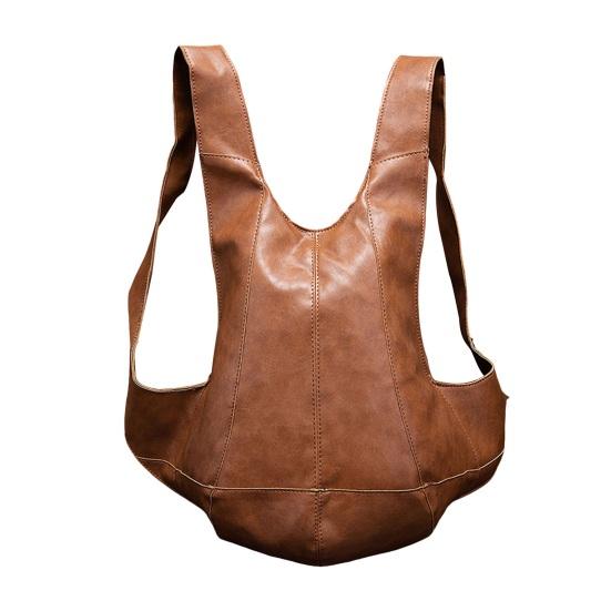 

Рюкзак из искусственной кожи, водонепроницаемый, ретро, однотонный, широкие плечевые ремни, жилетная форма