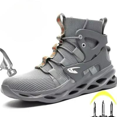 Fashion Men Safety Shoes Puncture-Proof Sneakers Lightweight Nti-smash Work Boots Male Steel Toe Shoes Indestructible Safety Boots Botas