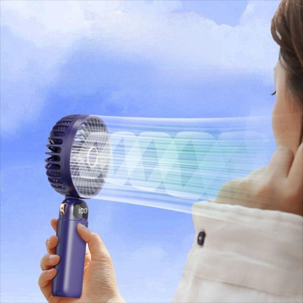 6000mAh Handheld Mini Fan 90° Foldable Rechargeable Cooling Fan 6 Speed Wind LED Digital Display Rechargeable Fan Summer