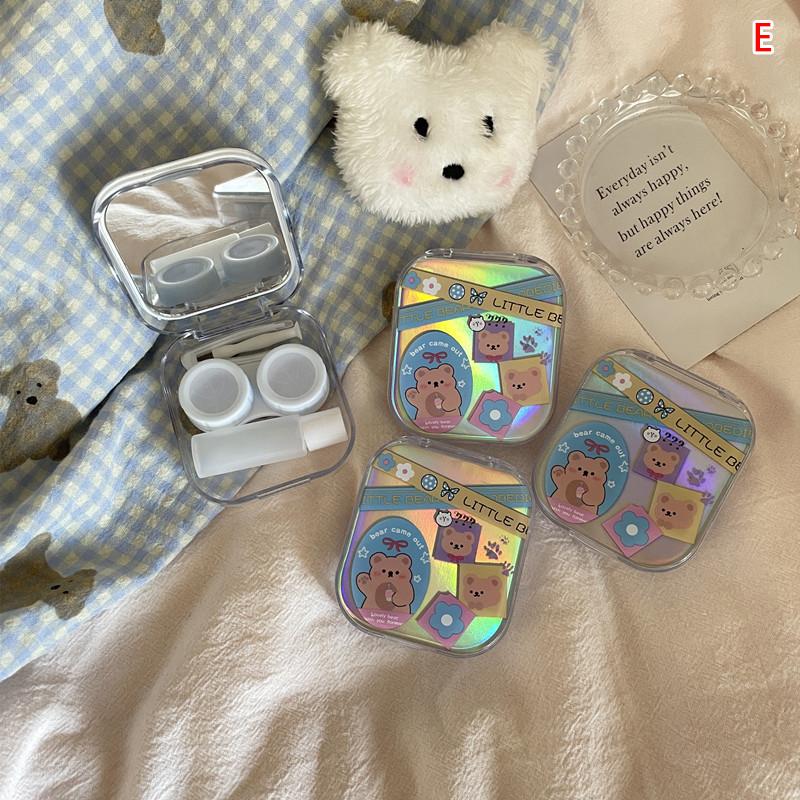 Laser Cover Contact Lens Case Box Colored Lenses Container Beauty Lens Storage Box Travel Set With Mirror Gift Girl