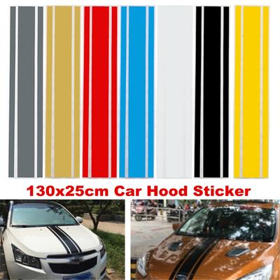 Universal Auto Car Racing Rally Dual Stripes Hood Side Roof Tail Stickers Decals Decor 130*25CM Car