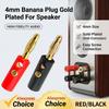 50PCS 4mm Banana Plug Gold Plated -For Speaker Wire Red Black Audio Speaker Cable Wiring Post Banana Connector