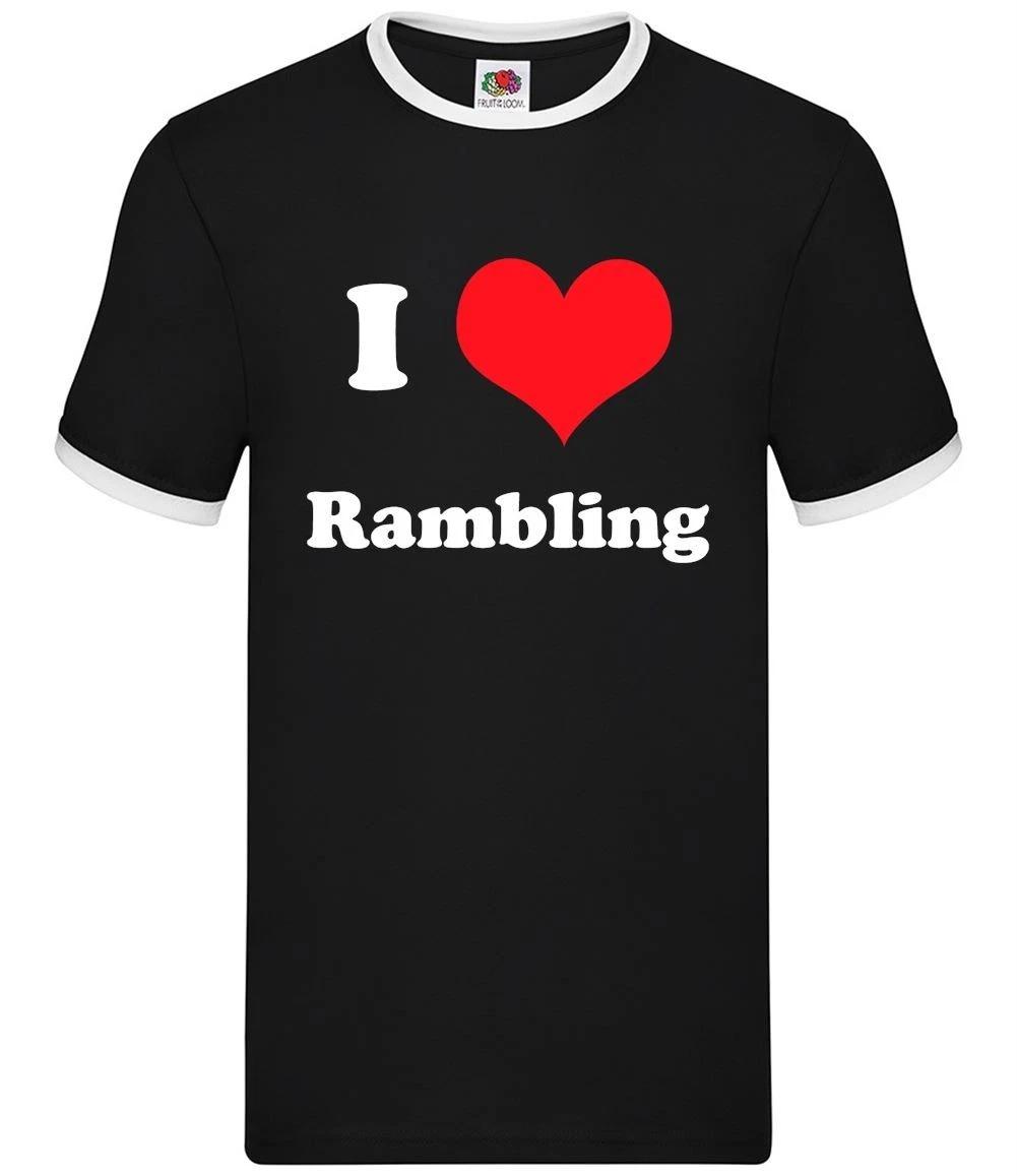 I Love Rambling - Mens Ringer - Rambler Walking Hiking Walker Climb XS
