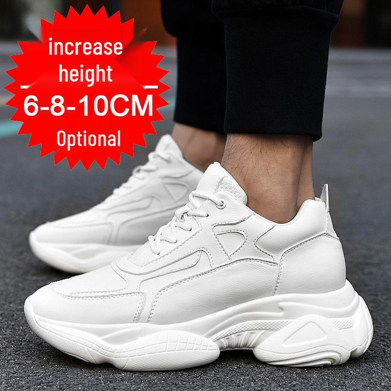 

Men s White Casual Autumn Shoes with 10CM Invisible Height Boost and Thick Sole Size 41