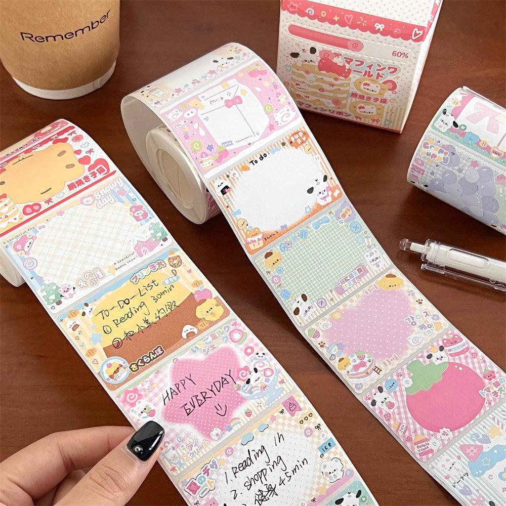 256 Pcs/box Cartoon Cute Pull Out Convenience Sticker For Puppies Tearable Adhesive Sticker Student Roll Sticker Message Sticker