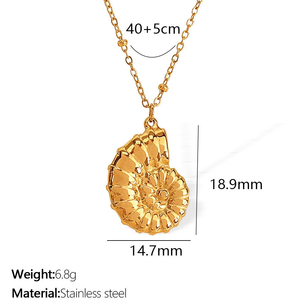 European and American 2026 Style Marine Series Necklace 18K Gold Plating Stainless Steel Conch Pendant All-Match Non-Fading for