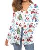 Women's Fashion Christmas Print Long-Sleeved Pocketed Slim-Fit Cardigan Coat