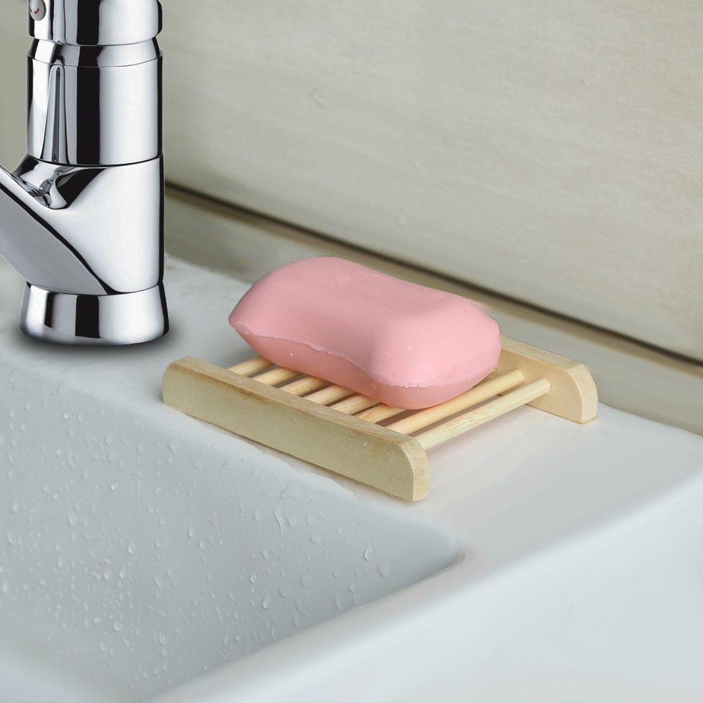 Wood Bamboo Drain Tray Holder Bathroom Supplies Sponge Plate Soap Holder Soap Dish Storage Box