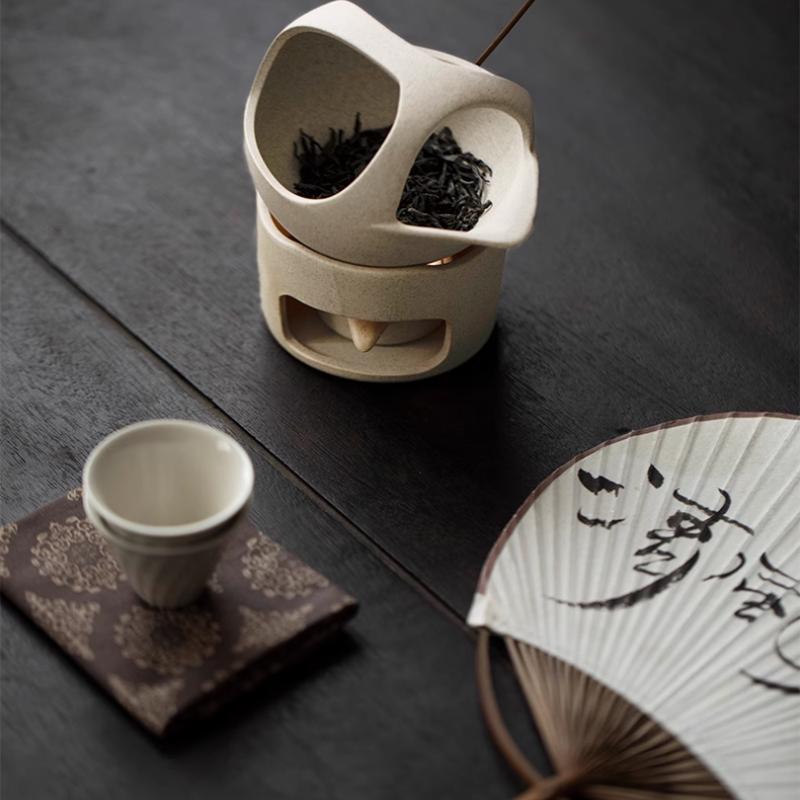 Japanese retro tea heater, ceramic candle heating frame, three in one essential oil incense burner, Kung Fu tea oven