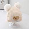 Cappellino invernale per neonato berretto a forma di orso coreano cappello invernale in lana a maglia per bambini berretto tinta unita cappello invernale per neonato con paraorecchie