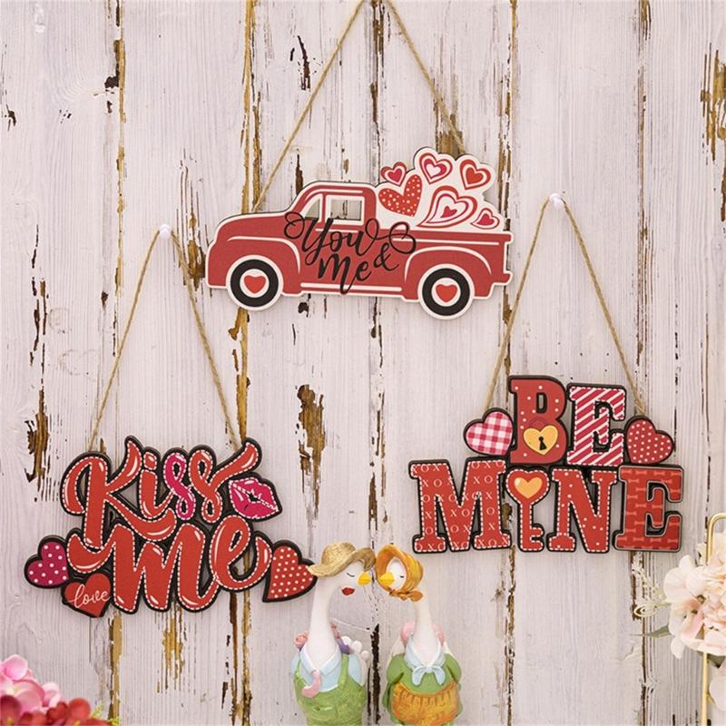 Love Themed Door Sign Pendant Pink Sign Love Valentine's Day Ornaments Heart Pendant Love Be Mine Sign