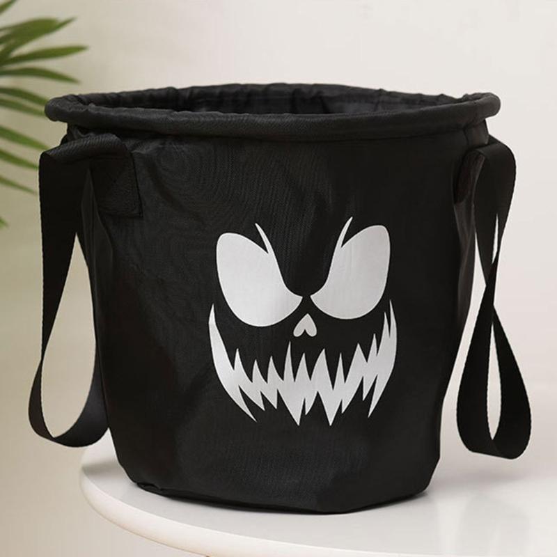 Halloween Candy Basket with LED Light Large Capacity Handle Design Pumpkin Shaped Candy Treat Bags Party Decoration