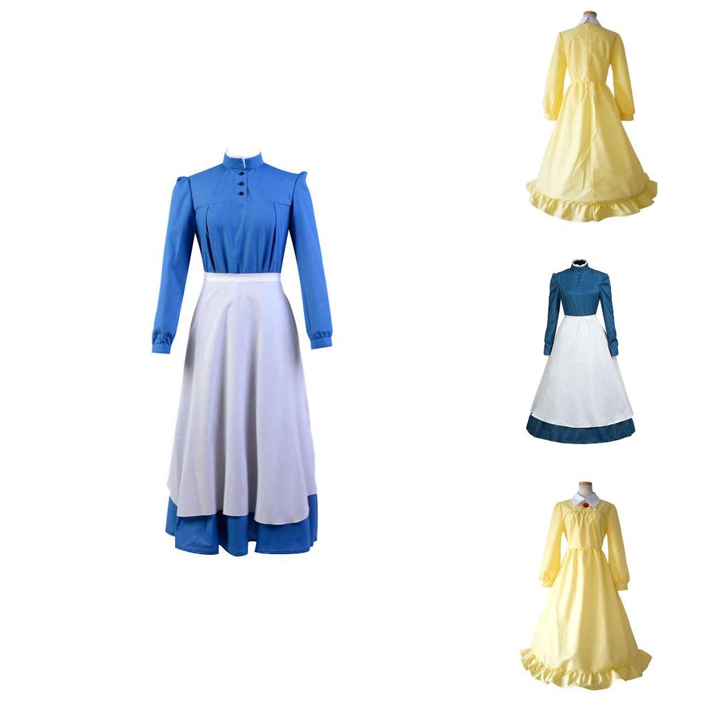Howl's Moving Castle Sophie Zipper Back Long Sleeve Dress For Cosplay
