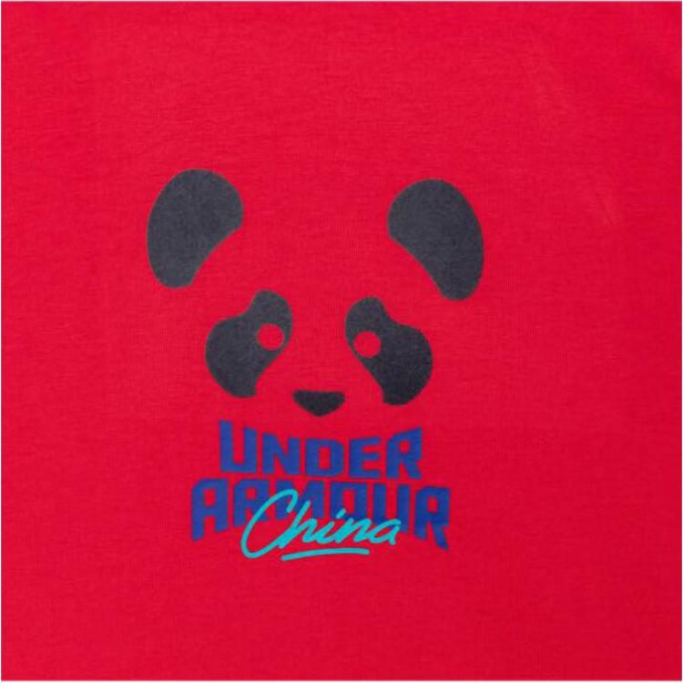 Under Armour Panda Print Regular Crew Neck Sports T-Shirt Unisex Tops Red 1362838-944