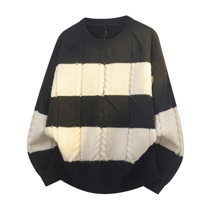 

New Sweater Pattern Striped Sweater Sweater Retro Men s Senior Tops Autumn and Winter M чорний