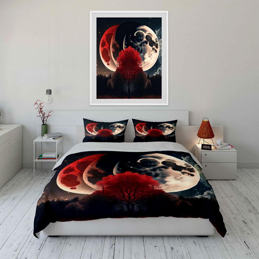 Moon Phases Art Print Set Soft Comfortable Duvet Cover Bedding Set Included 1*Duvet Cover & 2*Pillowcases, Gift