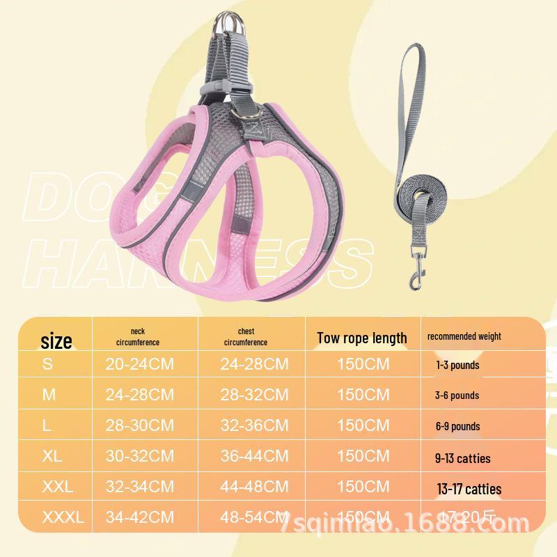 Reflective Vest-Style Pet Harness with Leash - Breathable for Cats & Dogs