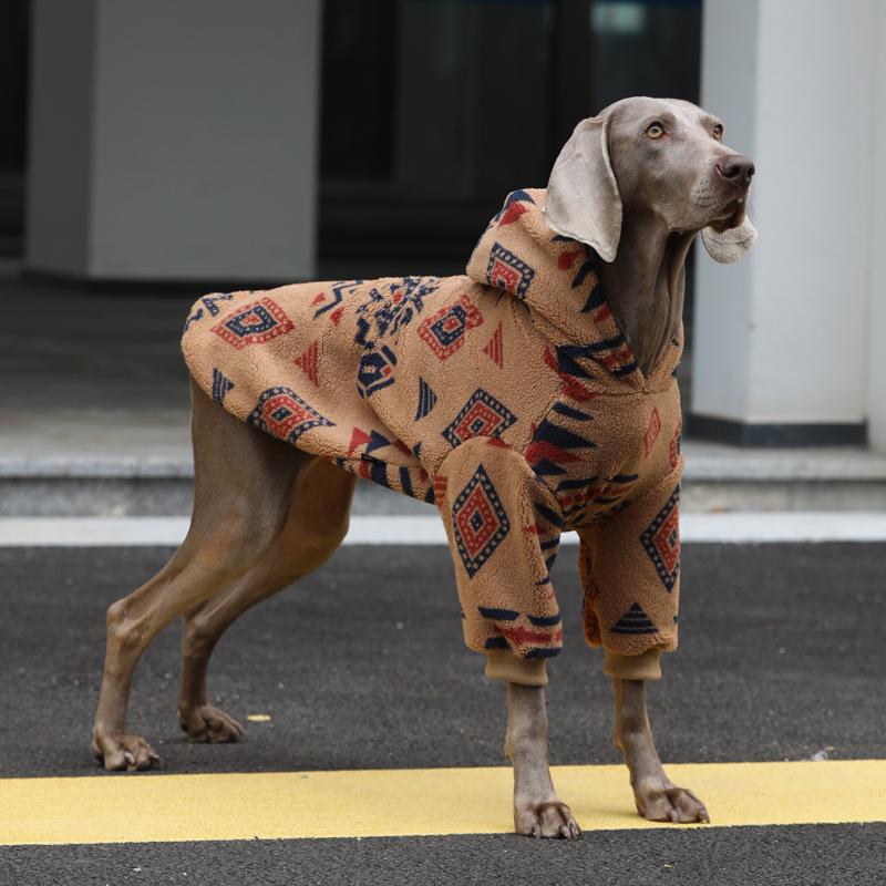 Winter Warm Dog Hoodies,Pet Hooded Pullovers For Large Breeds,Classic Christmas Printing Dogs Sweater Pajamas,For Husky Whippet