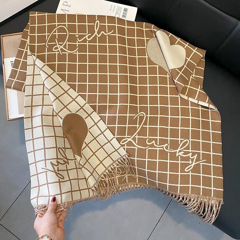 

Женский шарф из имитации кашемира, новый зимний теплый высококачественный клетчатый шарф-шаль, защищающий от холода 190*65cm хаки