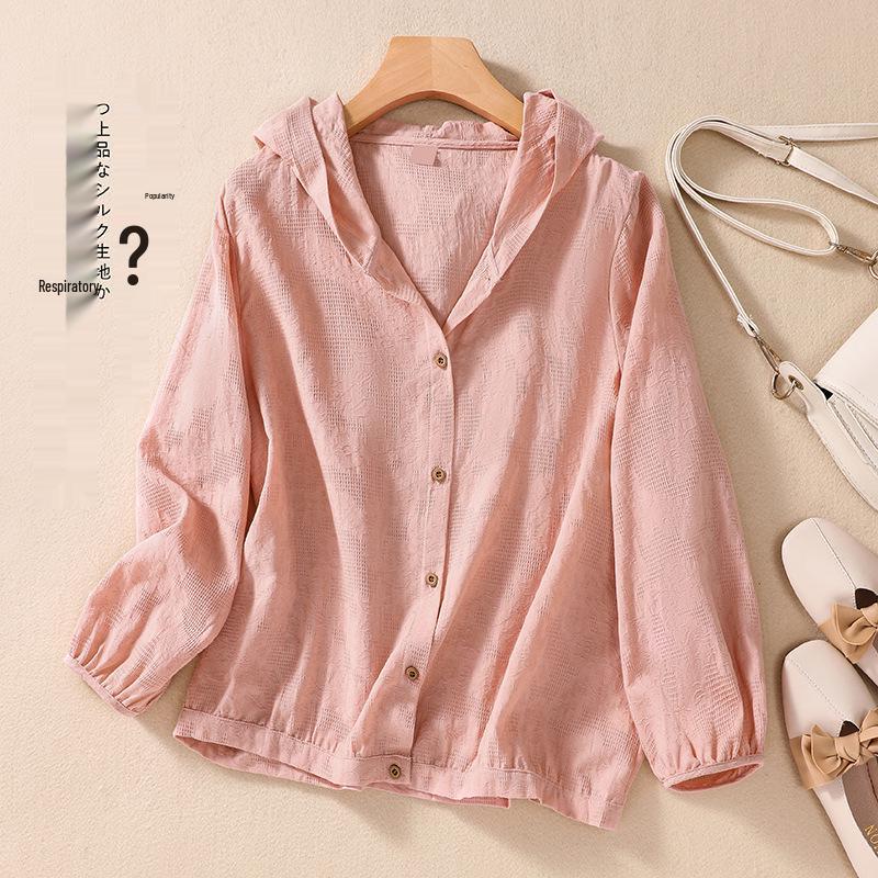 

Женский литературный кардиган с капюшоном свободного кроя из хлопка и льна - больших размеров, с длинным рукавом для весны и осени. M