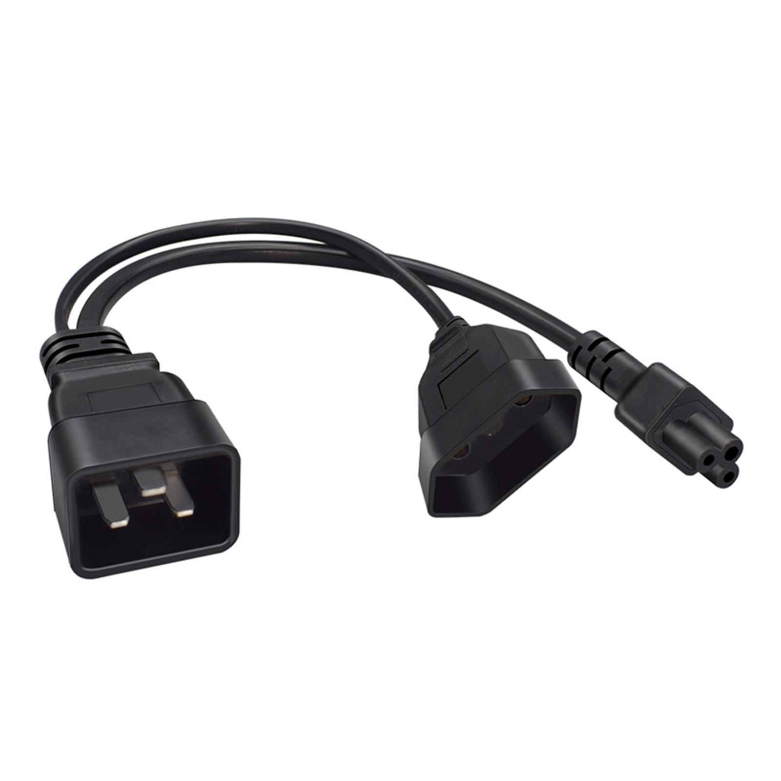 

1 to 2 Power Adapter Cable Line IEC320 C20 to EU4.0mm + IEC320 C5 Connectors Cord Wire 32cm Length