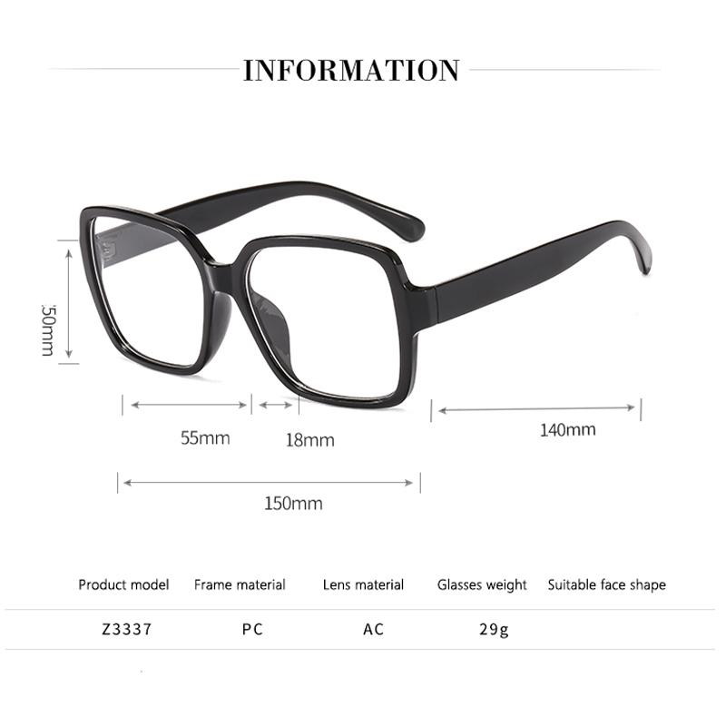 New Black Thick Frame Glasses Frame Square Flat Light Mirror Men And Women Internet Celebrity Flat Light Mirror Z3337