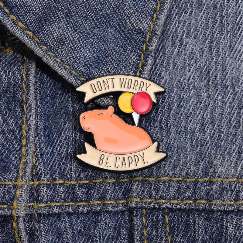 Don t Worry Be Cappy Enamel Pins Badge Brooch Lovely Animals Cartoon Capybara Lapel Wholesale Accessories Custom Kids Hat Metal