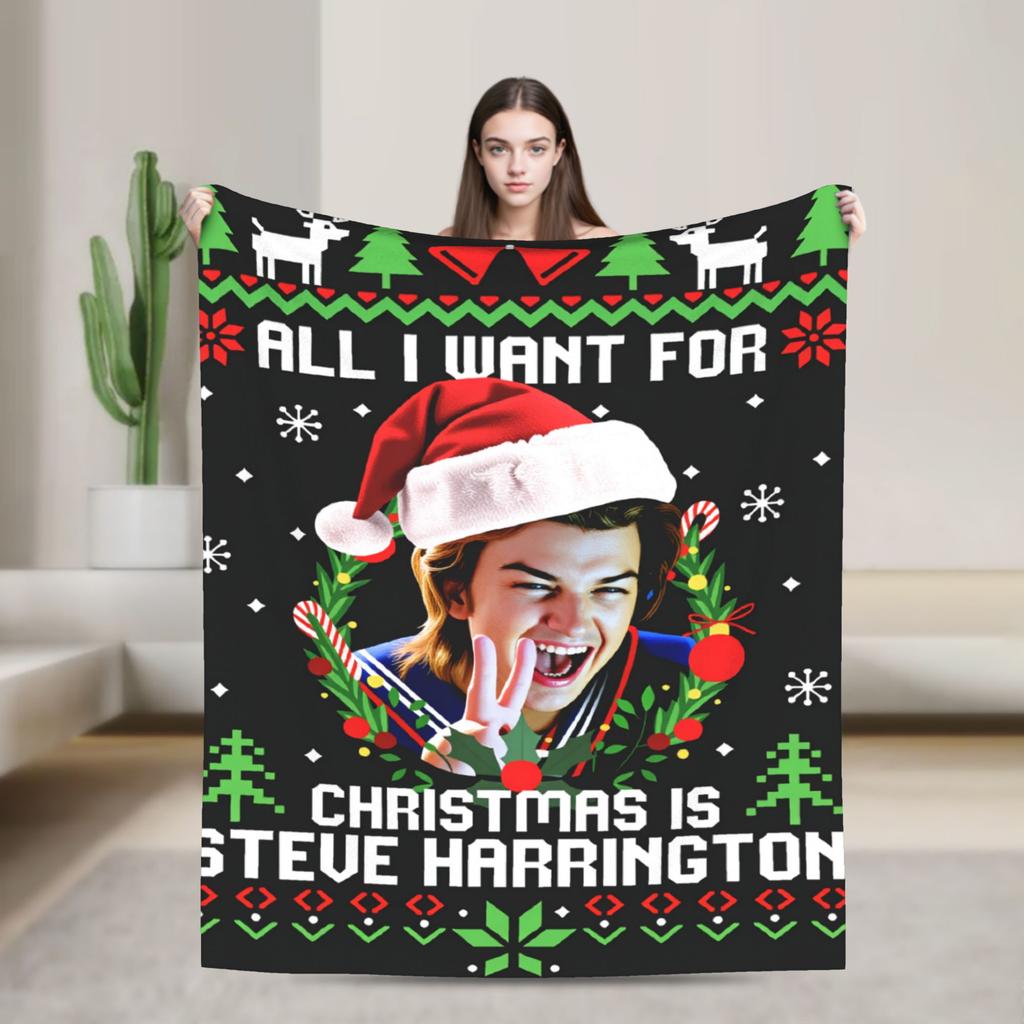 Steve Harrington Blankets Soft Funny Plush Throw Blanket For Kids Bedroom Flannel Bedspread Bed Cover