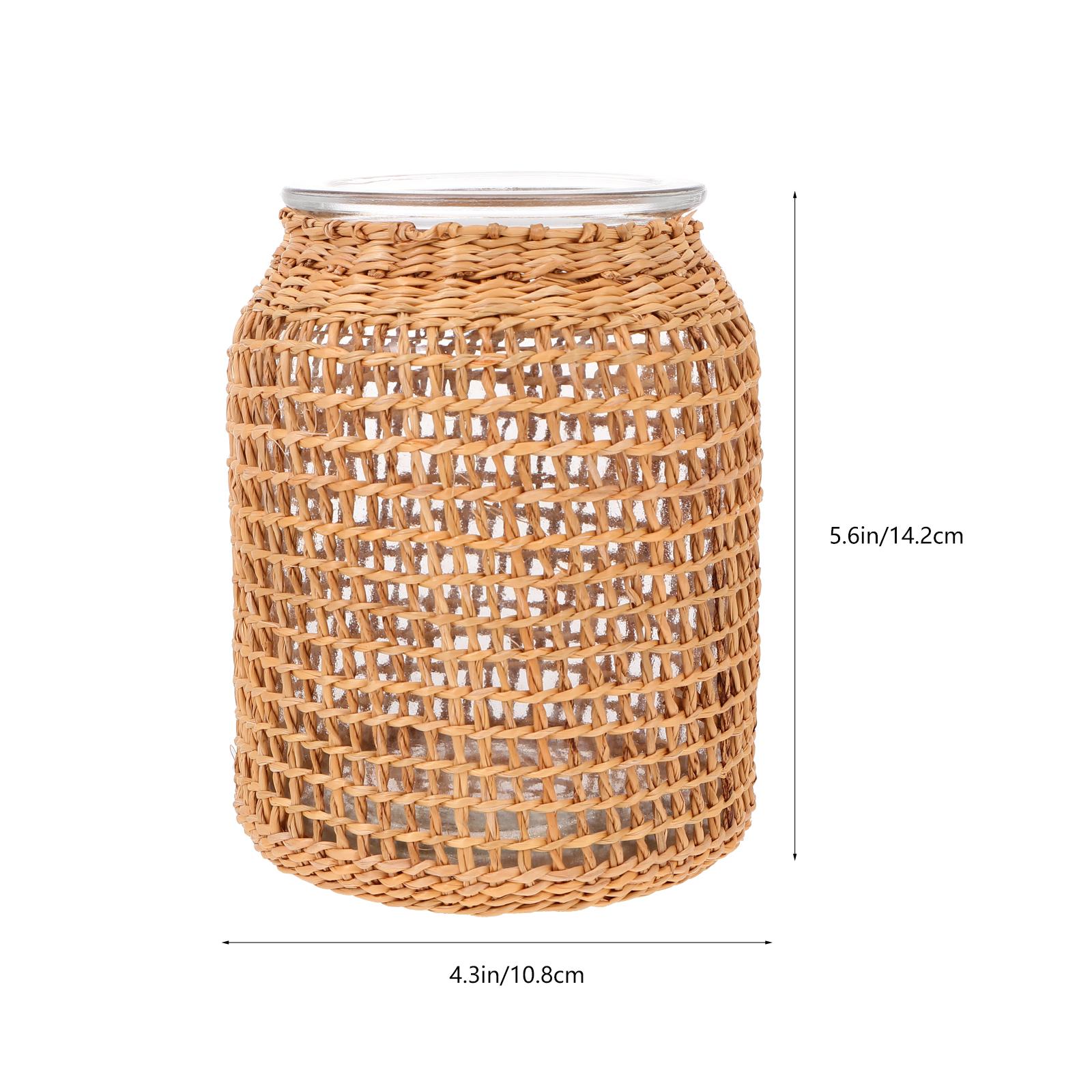 

1pc Grass Woven Flower Vase Premium Plant Vessel For Indoor Dried Flower Arrangement Desktop Ornament Home Decoration