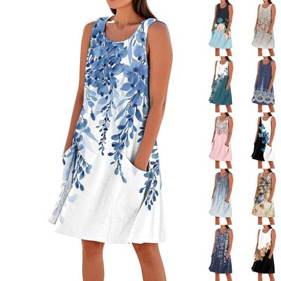 Summer Dresses For Women Loose Beach Vacation Casual Sleeveless Sundresses With Pockets Tank Dress