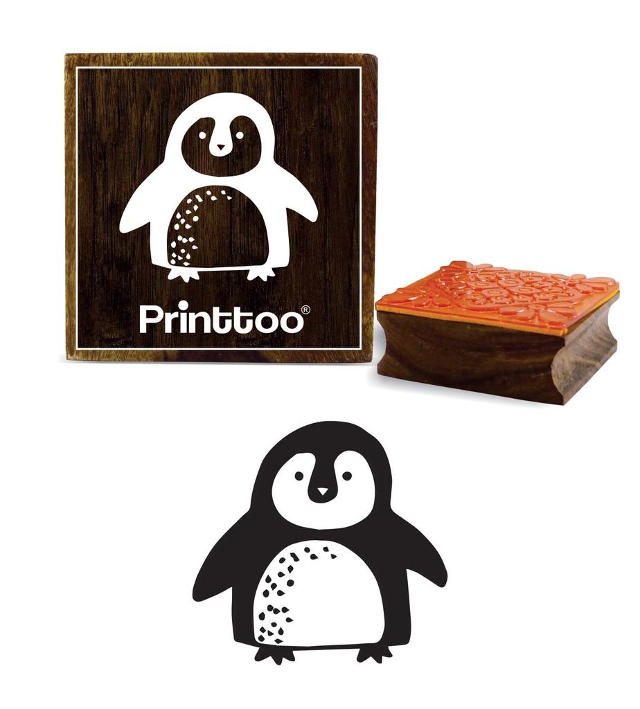 Printtoo Scrap-booking Baby Penguin Pattern Square Wooden Rubber Stamp Diary Card-2 X 2