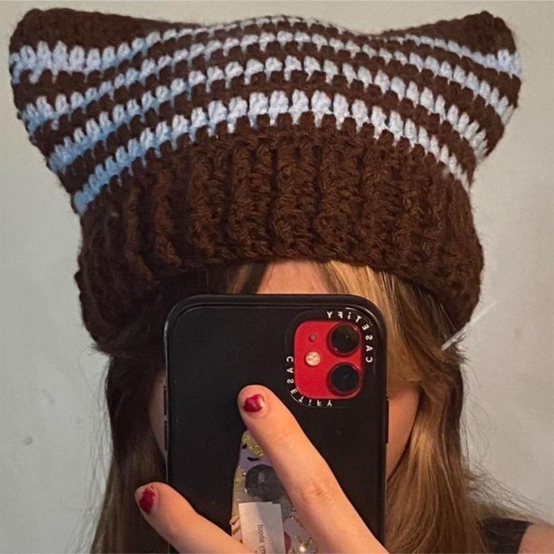 Fashion Women Beanie Hat Lovely Girls Devil Ear Knit Hats Photography Headwear