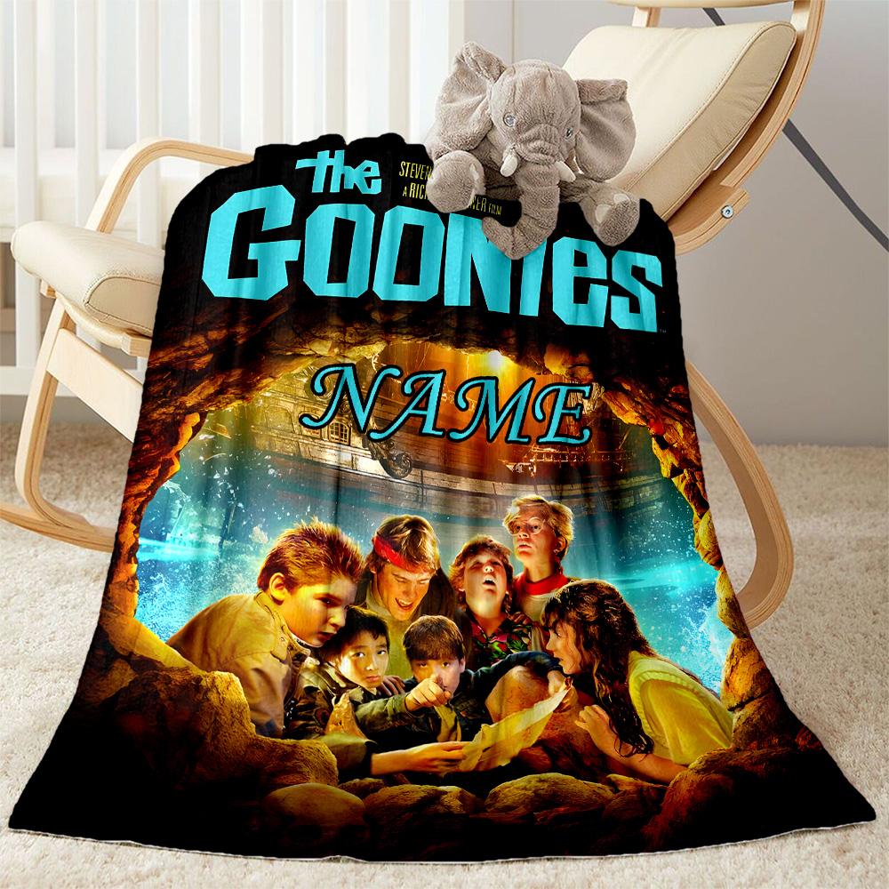 Goonies Adventure Begins Personalized Name Blanket Throw Customizable Blanket Warmthful Decor Versatile for Seaside Bed Couch Picnics All-Season Use