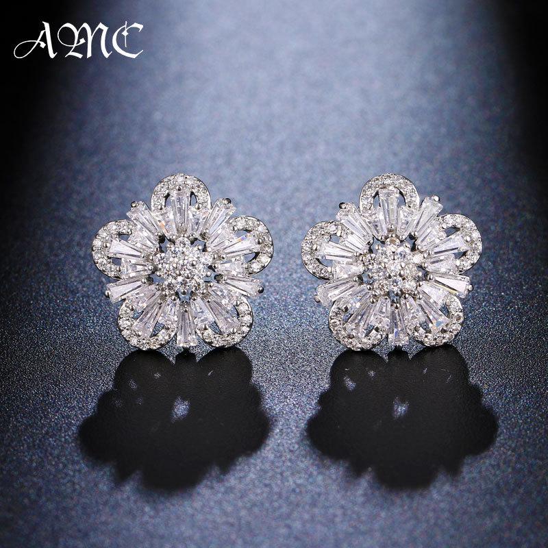 

Сверкающие цветочные серьги-пусеты с бриллиантами для женщин - Ювелирные изделия в корейском стиле, легкая роскошь.