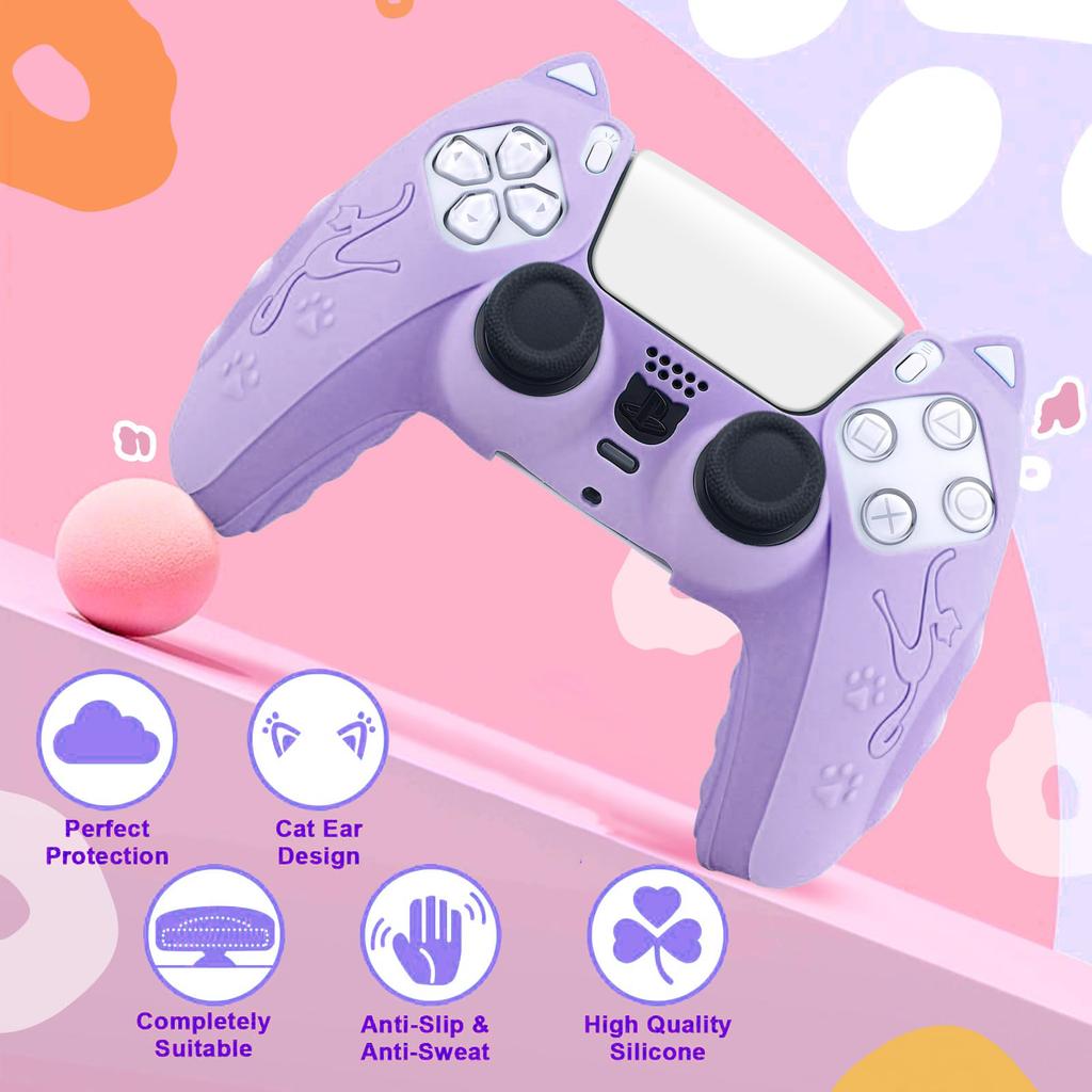For SONY Playstation5 PS5 Controller Protection Case Soft Silicon Gel Rubber Skin Cover For PS5 Slim Gamepad Funda with Cat Ears