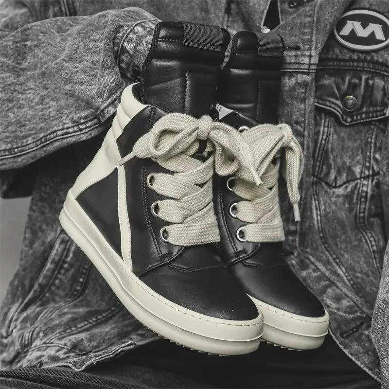 RO High-Top Retro Motorcycle Boots - Men's Versatile Autumn/Winter Casual Sports Footwear X168