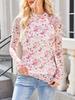 Turtleneck Long Sleeve Lace Floral Mesh Undershirt Top Women's