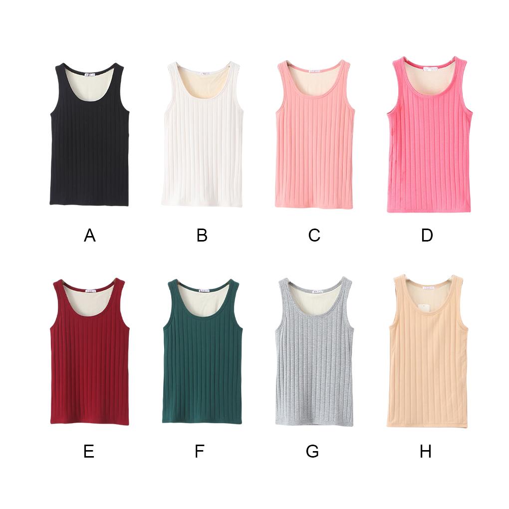 Women Thermal Vest Velvet Cotton Comfortable Underwear Ribbed Winter Warmer Clothing Clothes Thickened Casual Basic Top