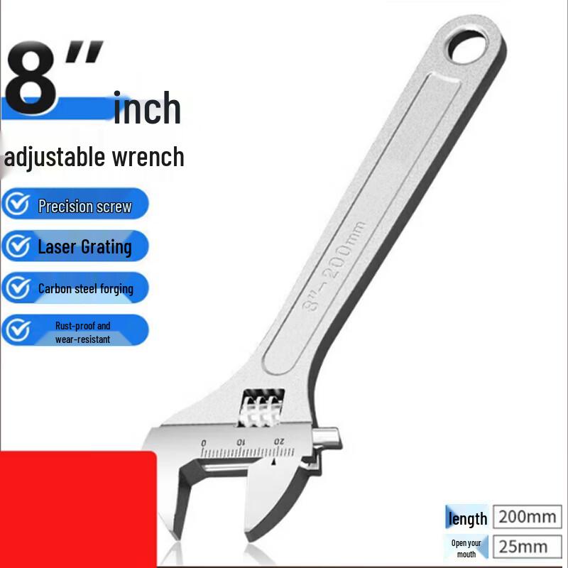 Jingrong 8-inch Industrial Grade Adjustable Wrench